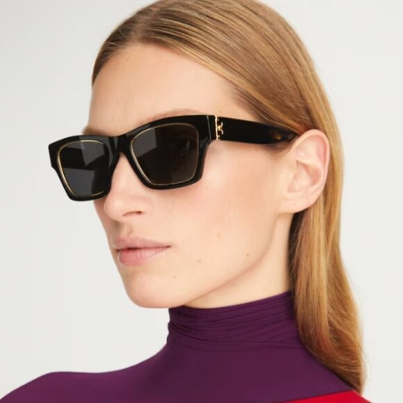 NWT! NEW! Tory Burch Trace Sunglasses -Dark Tortoise / Brown Gradient - Picture 1 of 10